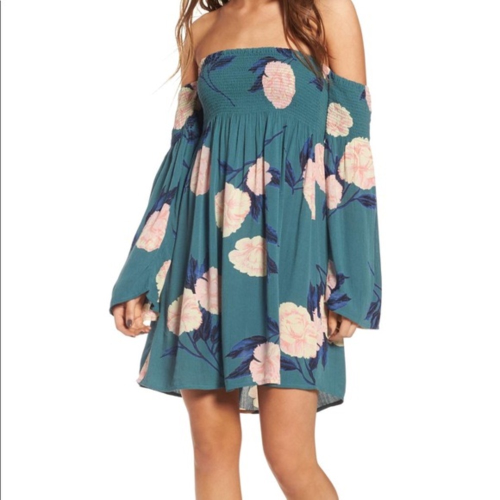 Billabong teal off shoulder dress